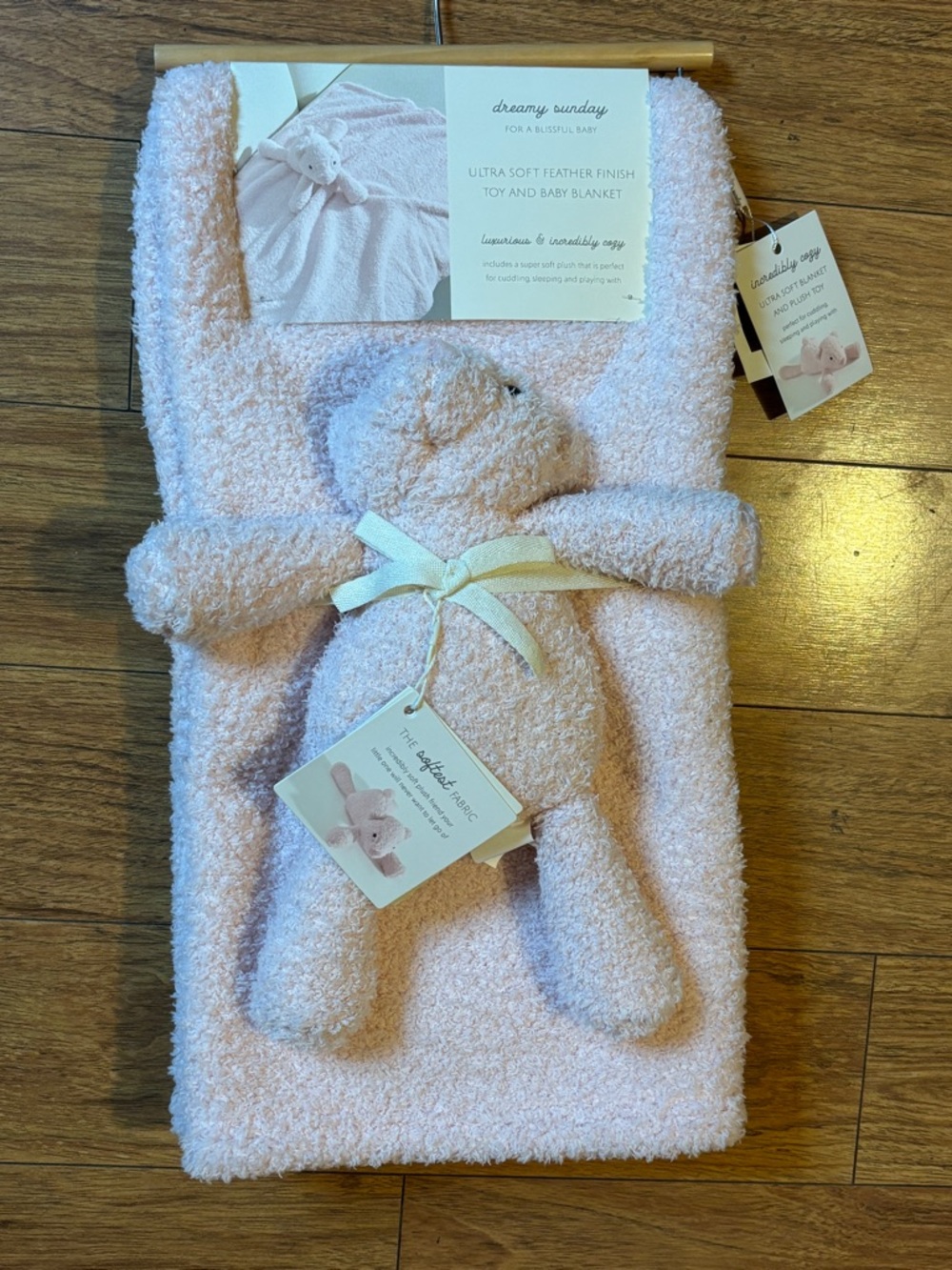 Ultra Soft Pink Baby Blanket with Plush Bunny